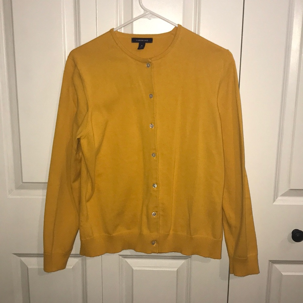Lands’ end mustard cardigan M